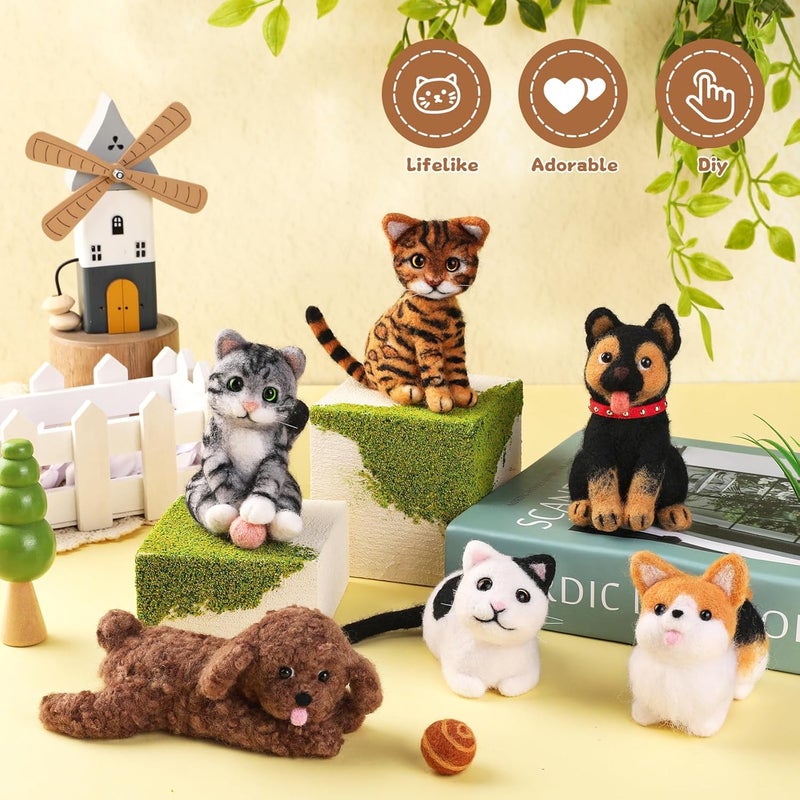 Mayboos 12 Pcs Needle Felting Kit, Animal Needle Felting Beginner Kits Wool Felt Needle Felting Tools with Instruction for DIY Craft Animal Home Decoration - Image 5